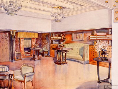 Woonkamer, 1905 door Alfred Grenander